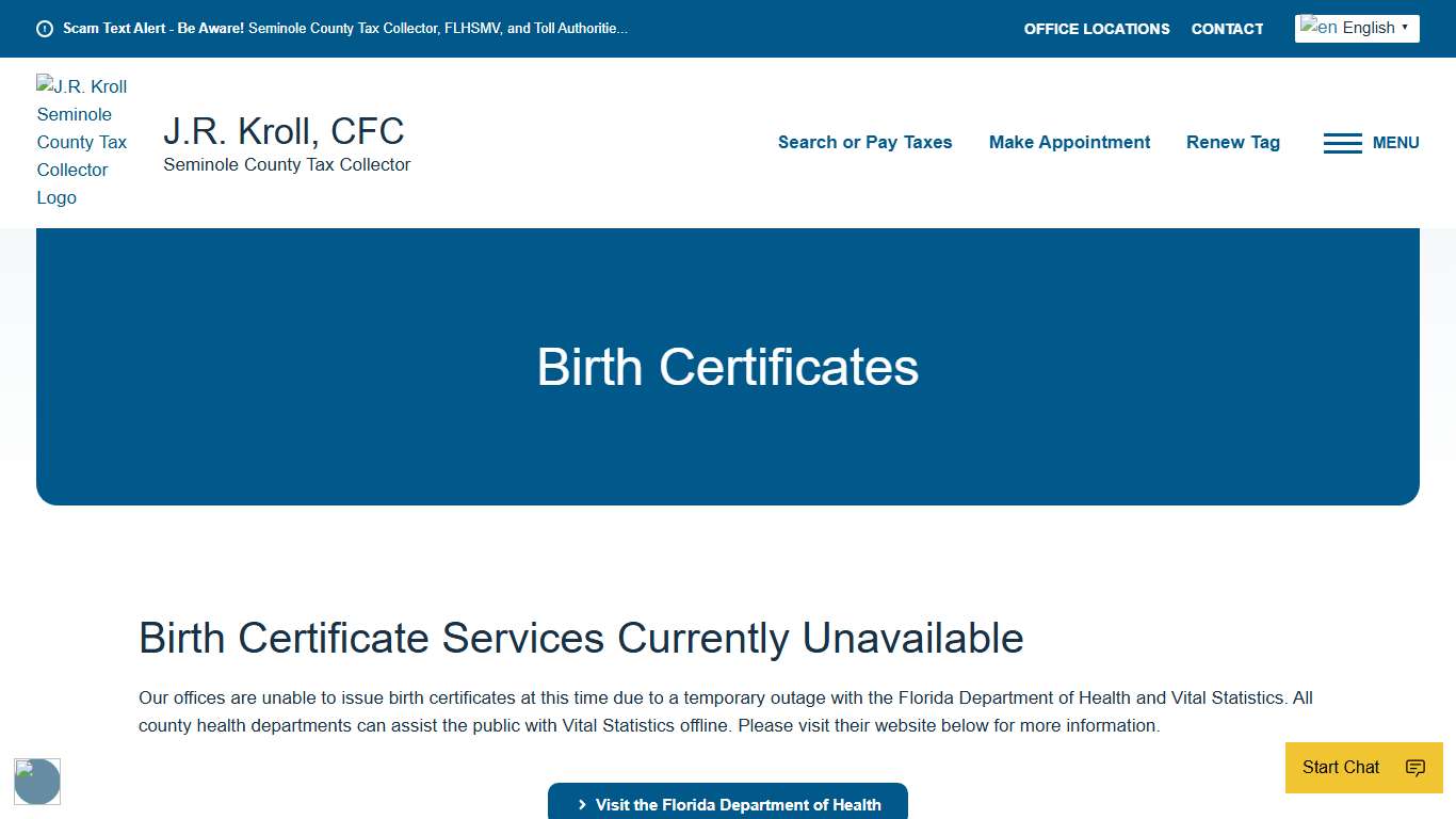 Birth Certificates Seminole County Tax Collectors