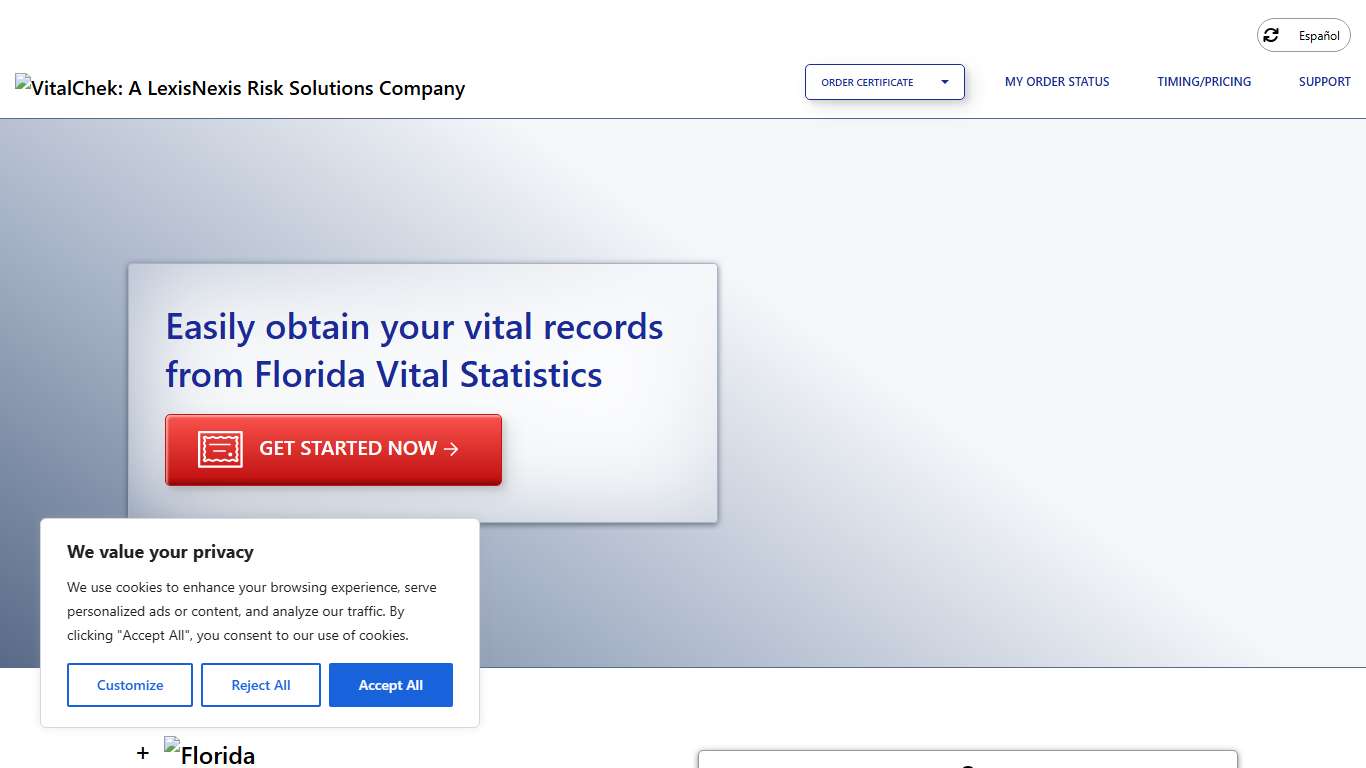 Florida Vital Statistics (FL) Order Certificates - VitalChek